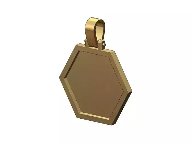 Simple hexagonal memory picture pendant with bail