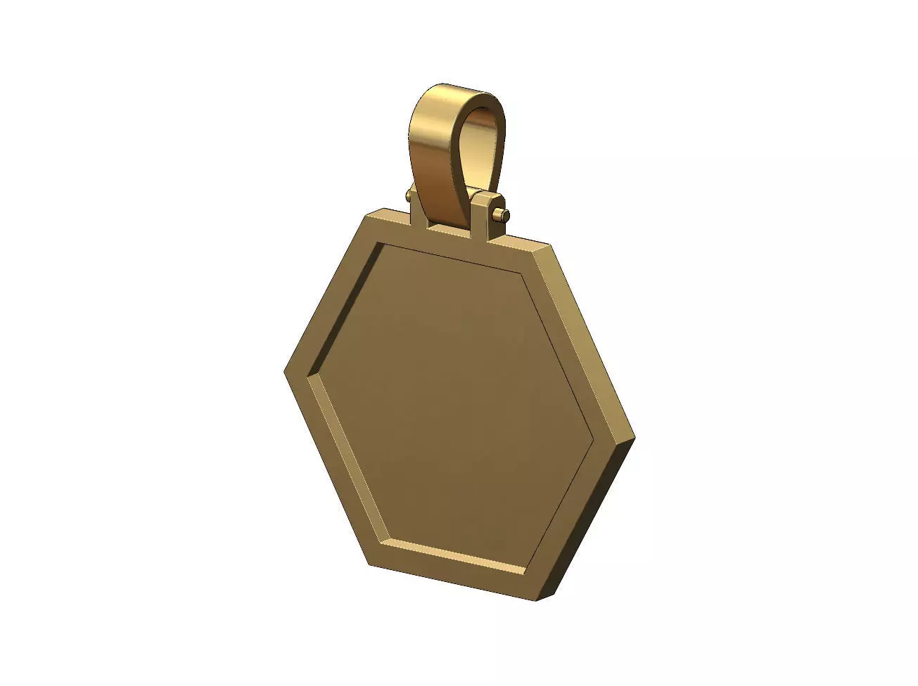 Simple hexagonal memory picture pendant with bail 3D print model_0