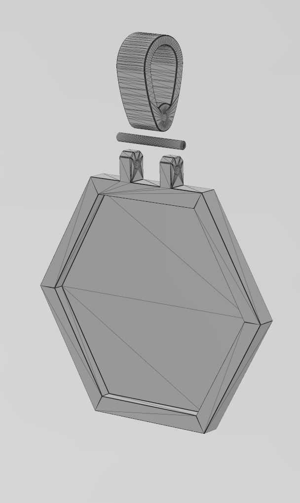 Simple hexagonal memory picture pendant with bail 3D print model_11