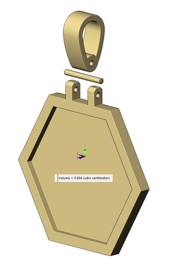 Simple hexagonal memory picture pendant with bail 3D print model_10