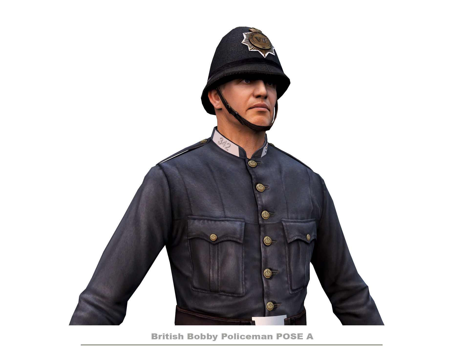 English Policeman Pose A   Low-poly 3D model_2