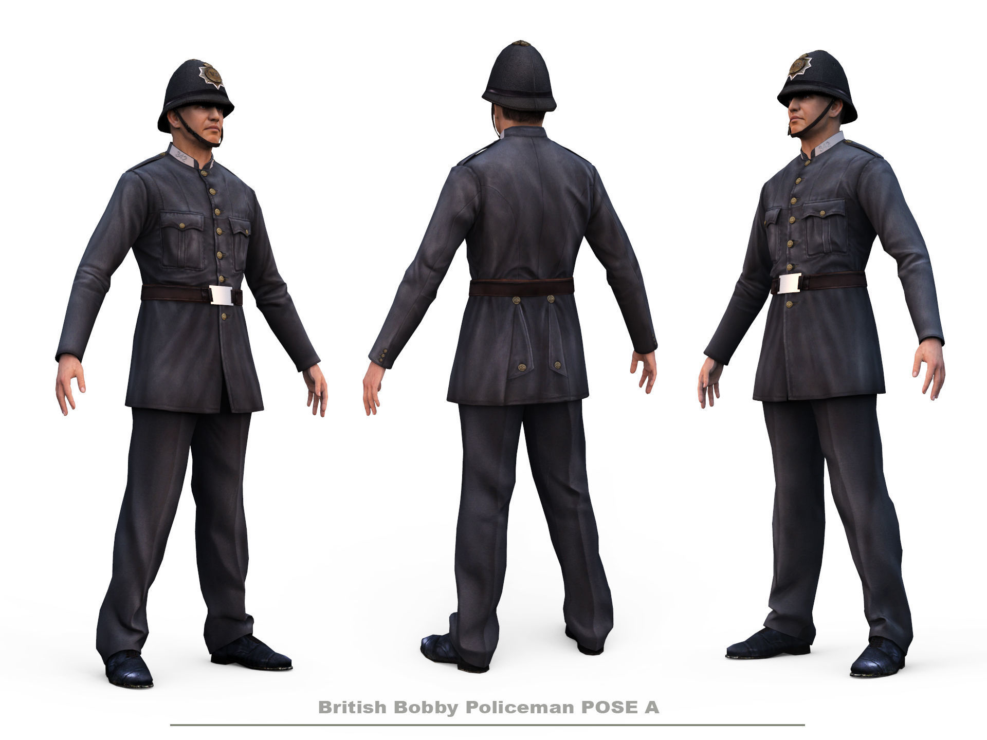 English Policeman Pose A   Low-poly 3D model_3
