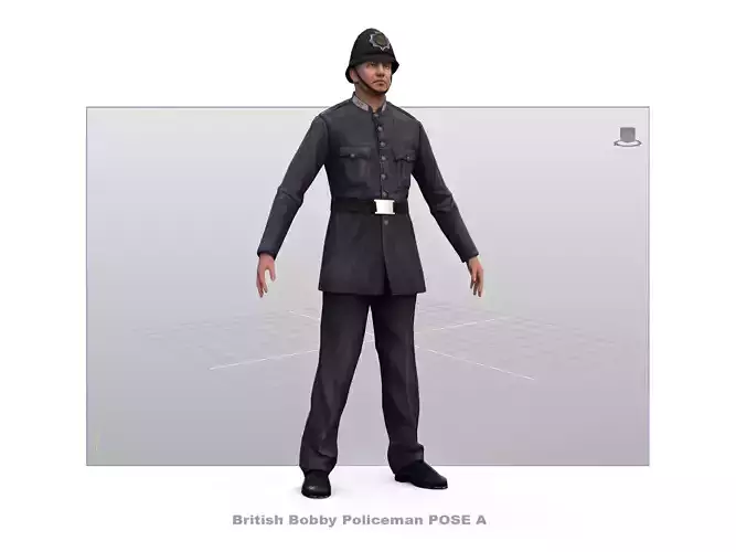 English Policeman Pose A   Low-poly 3D model