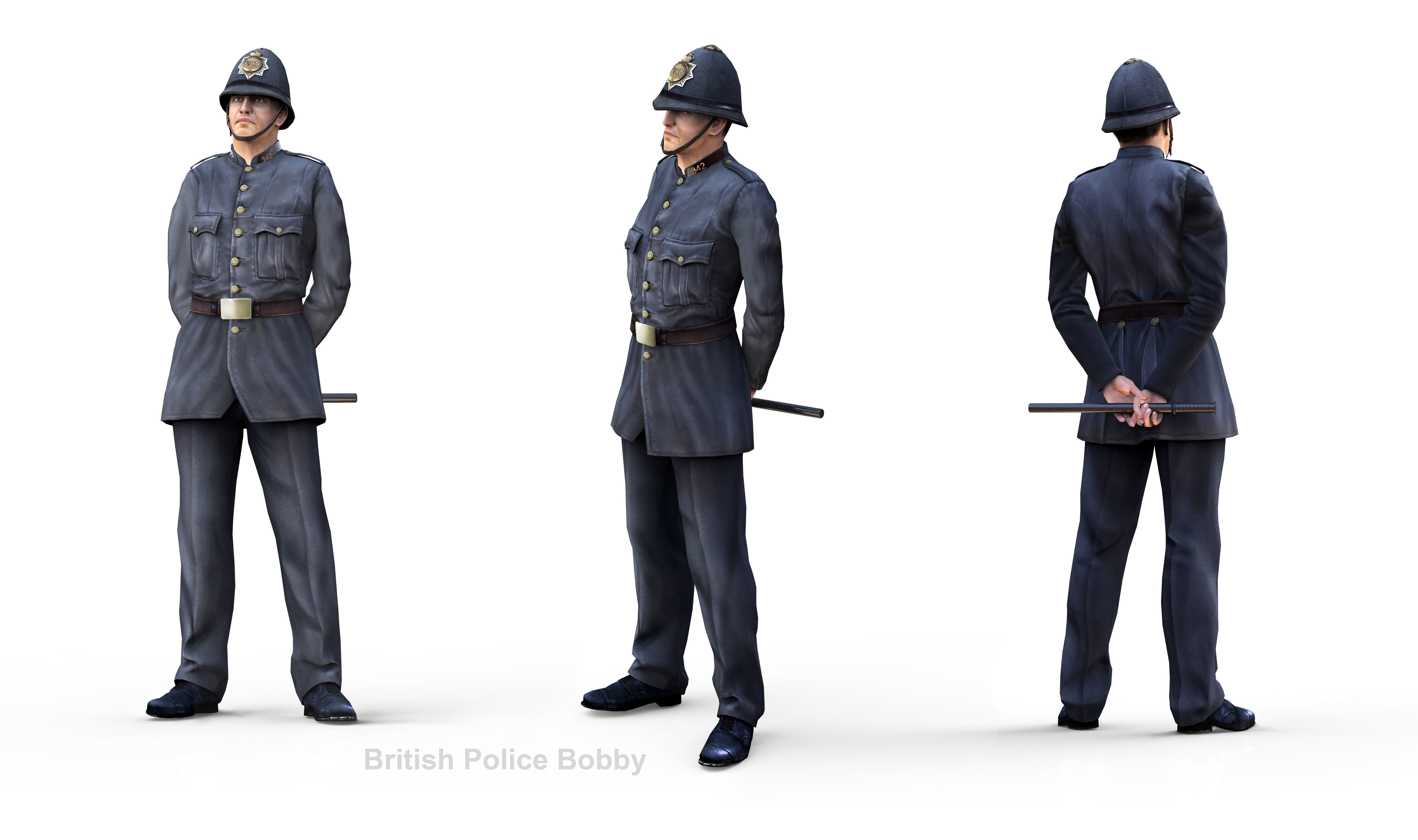 English Policeman Pose A   Low-poly 3D model_8