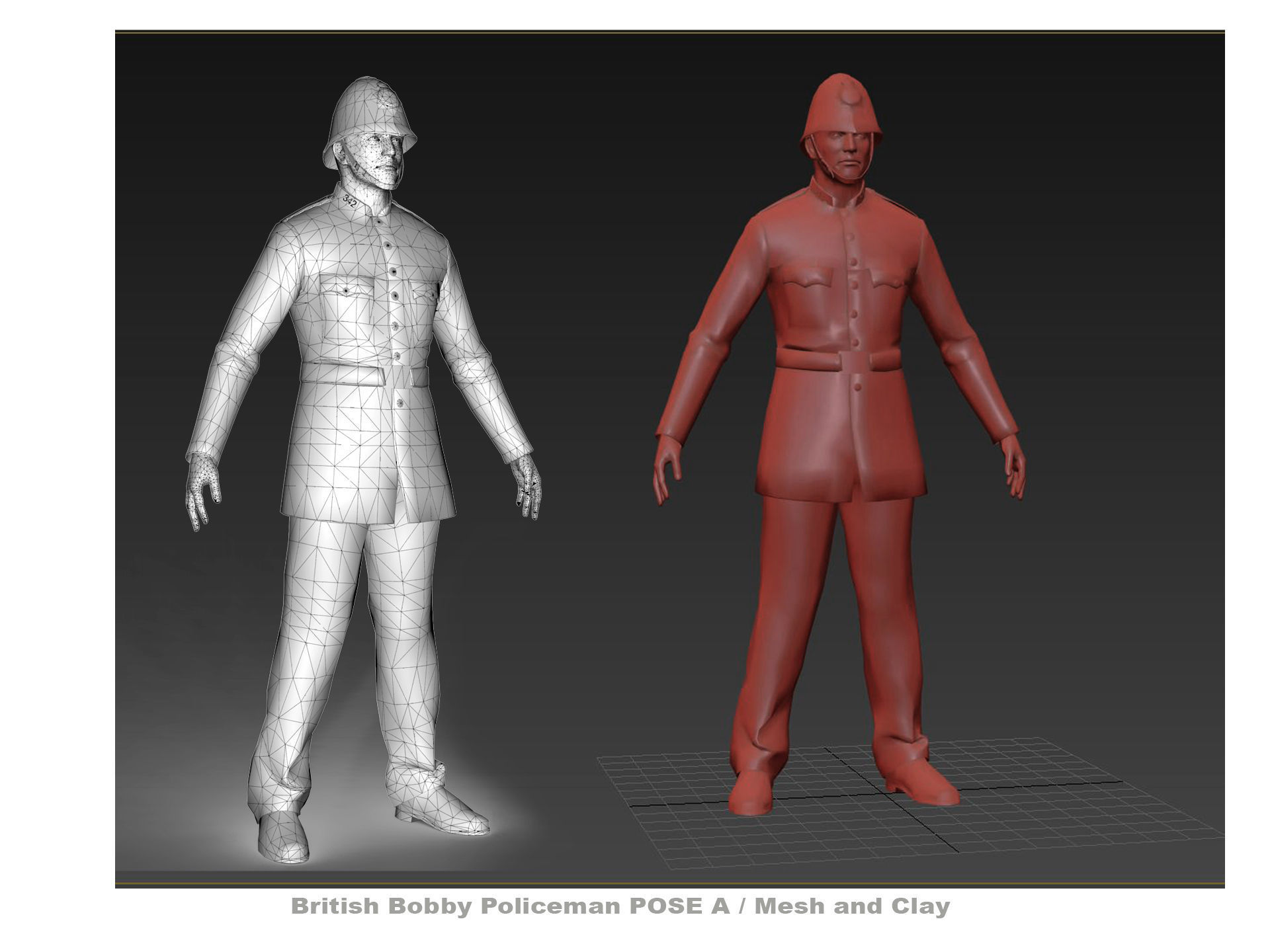 English Policeman Pose A   Low-poly 3D model_10