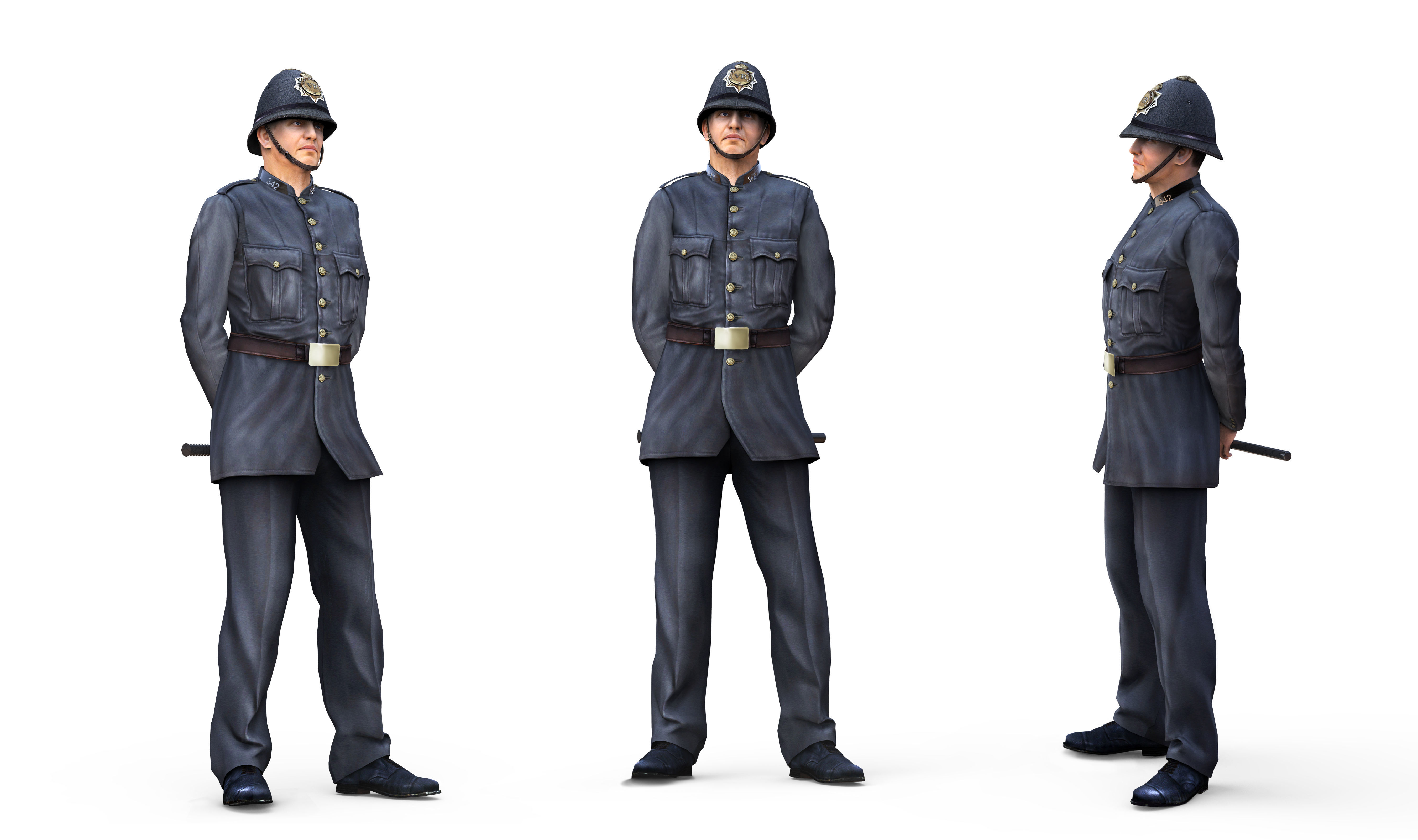 English Policeman Pose A   Low-poly 3D model_9