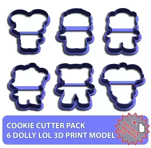 COOKIE CUTTER PACK 6 DOLLY LOL 3D print model