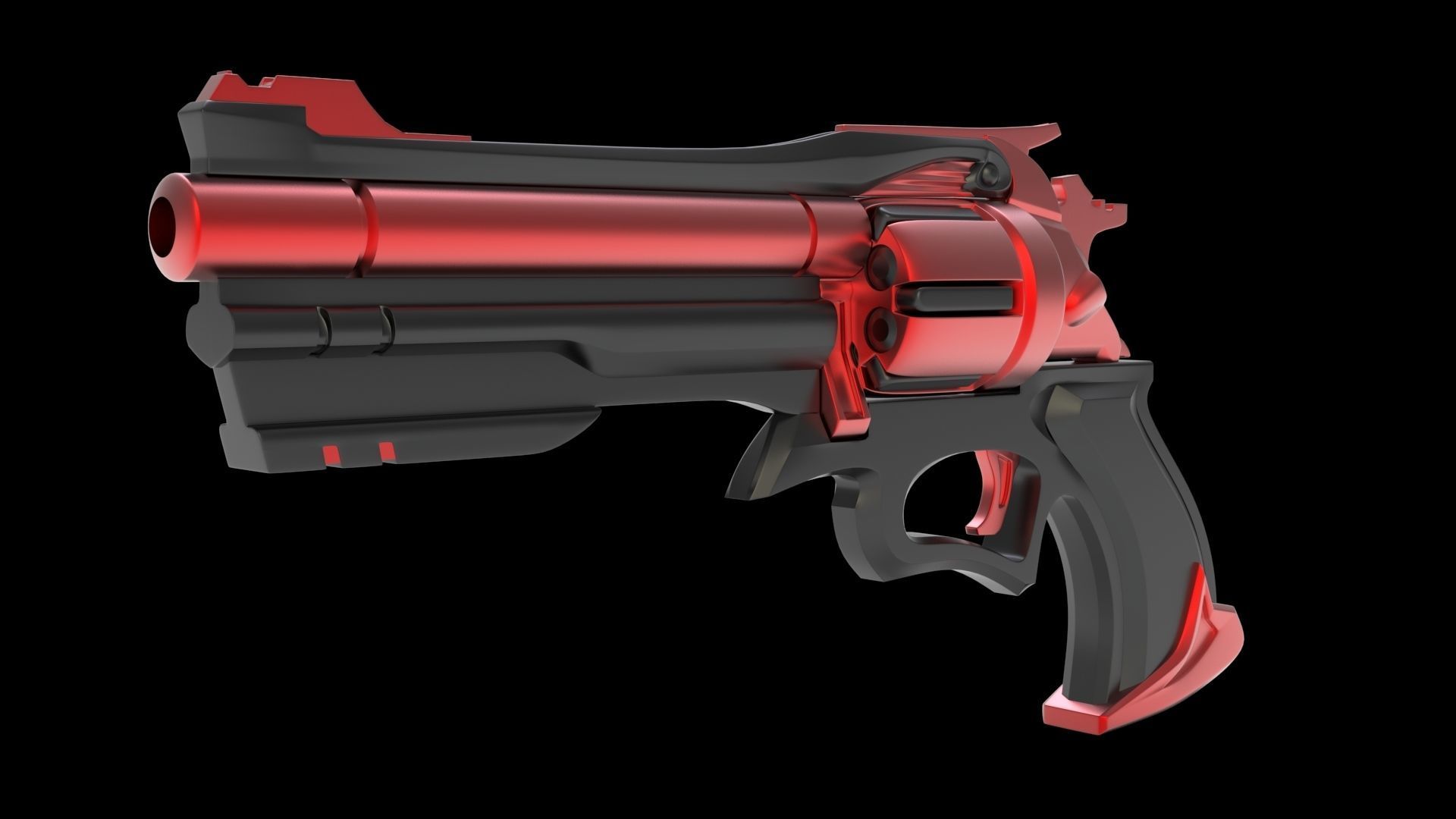 3D-malli sci-fi-pistoolista, joka edustaa Pistolo-casinon teemaa