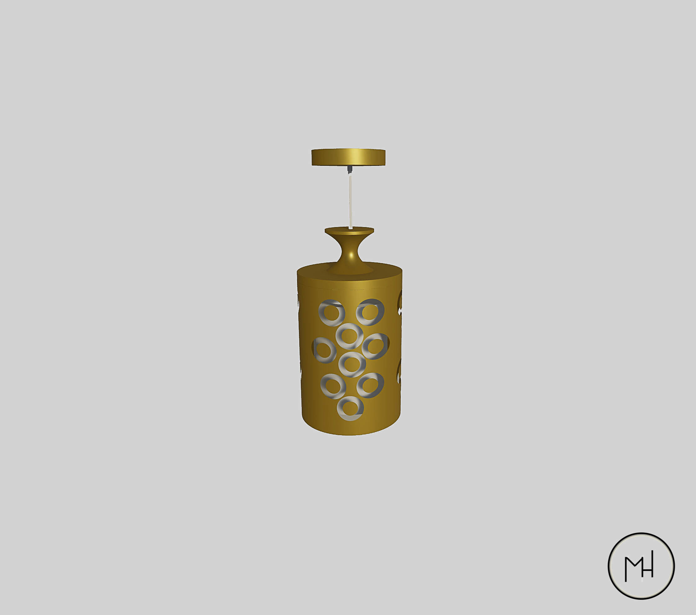 Gold Modern led - ceiling lamp 3D Model Low-poly 3D model_8