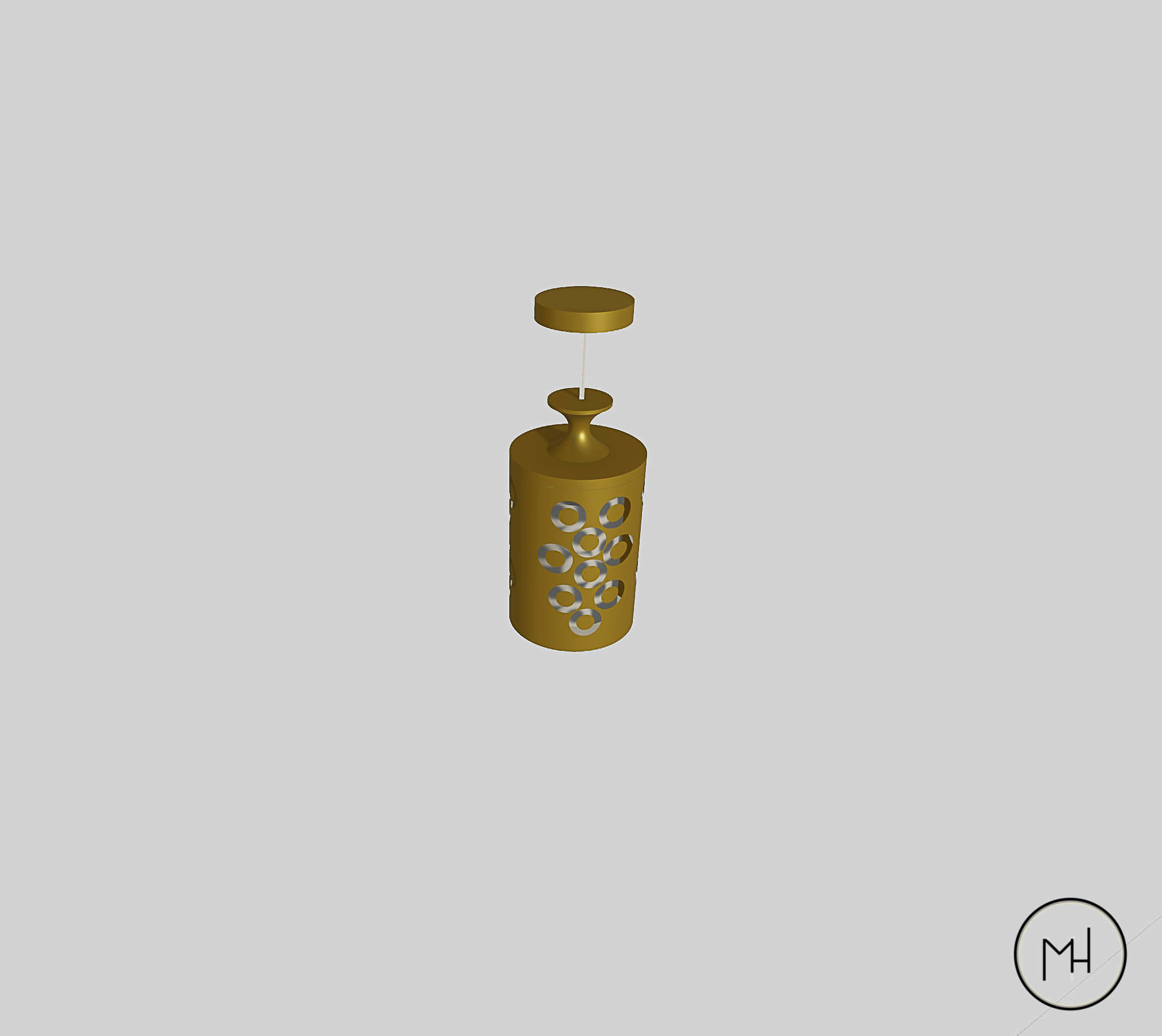 Gold Modern led - ceiling lamp 3D Model Low-poly 3D model_9