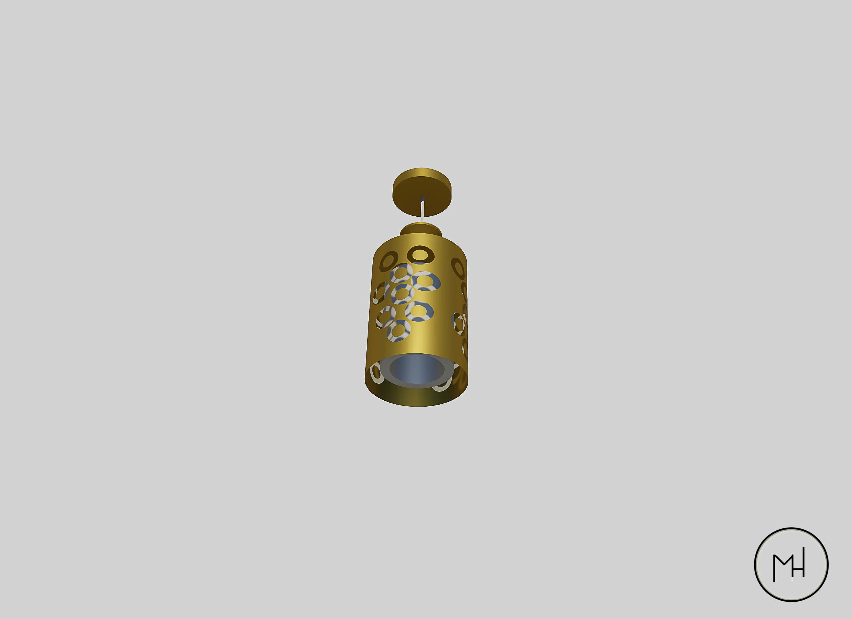 Gold Modern led - ceiling lamp 3D Model Low-poly 3D model_5