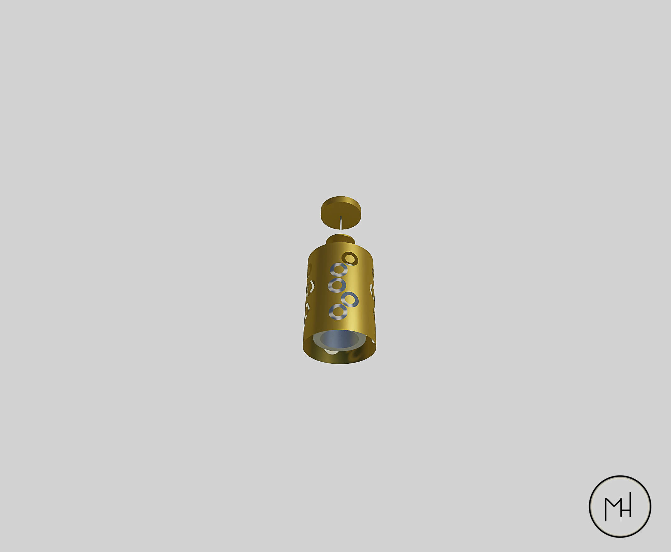 Gold Modern led - ceiling lamp 3D Model Low-poly 3D model_7