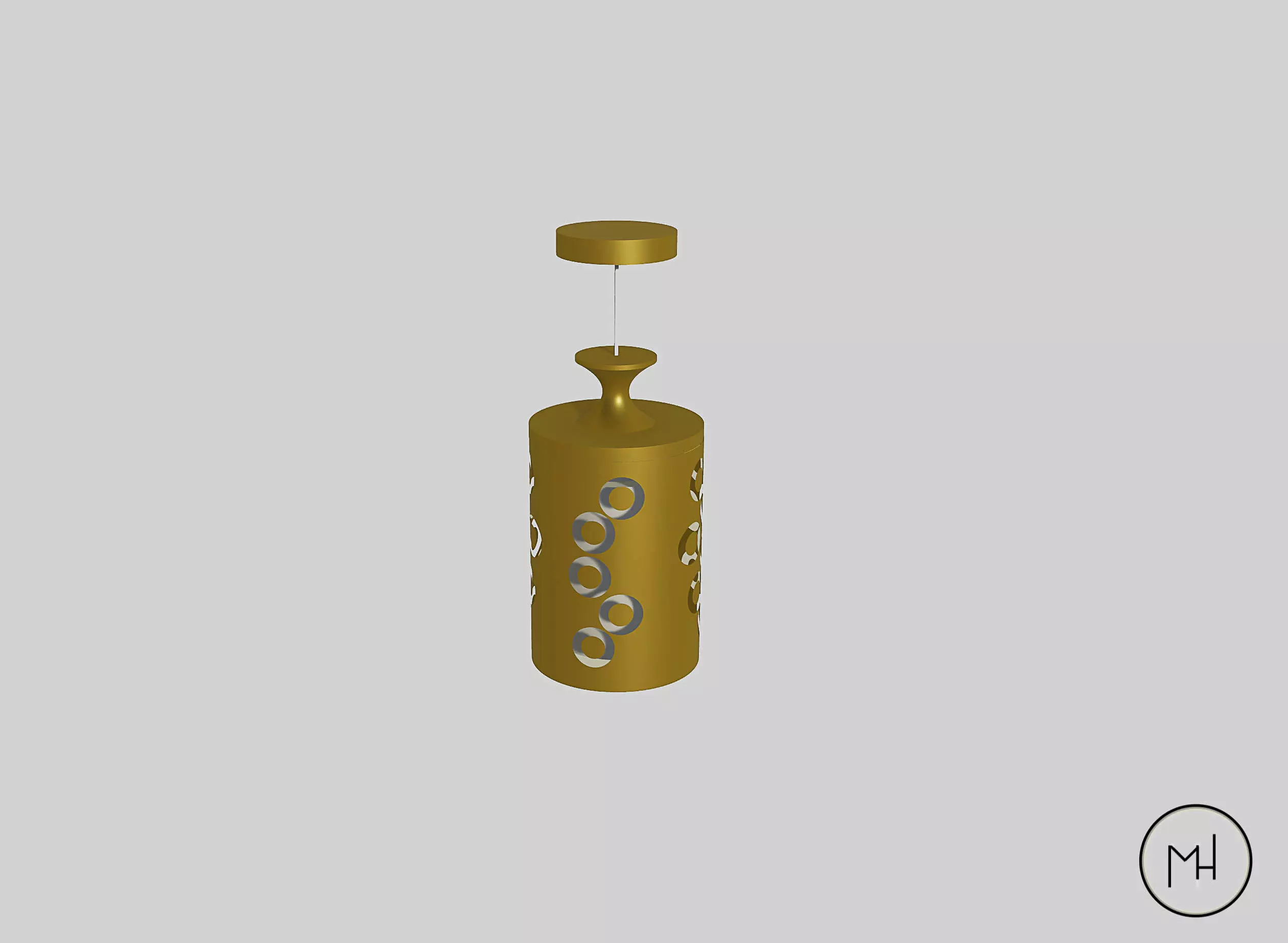 Gold Modern led - ceiling lamp 3D Model Low-poly 3D model_0