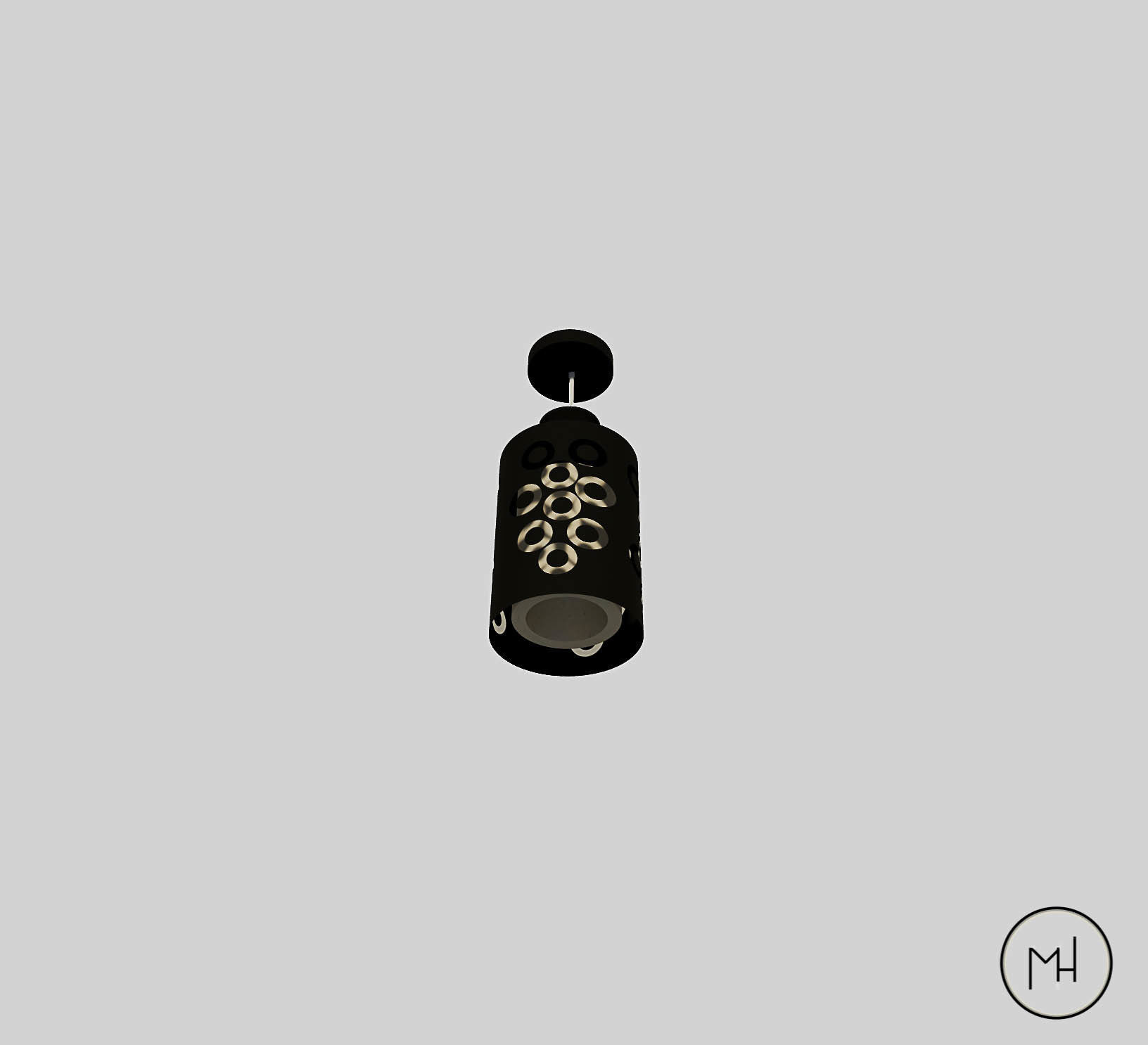 Gold Modern led - ceiling lamp 3D Model Low-poly 3D model_2