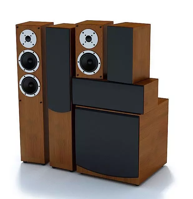 Wooden Stereo Speakers 3D model_0