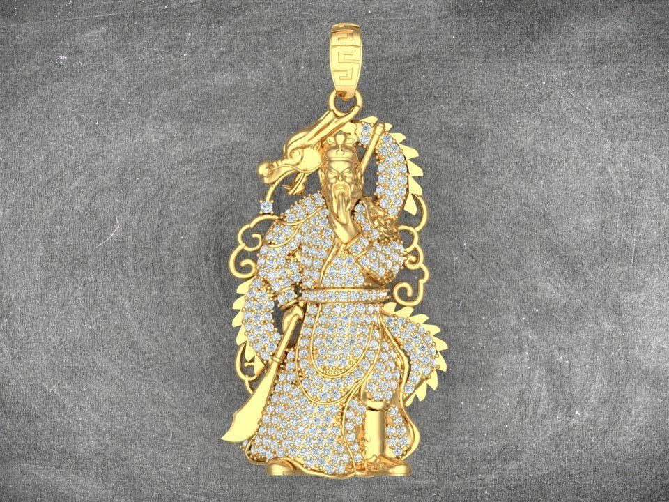 Guan Yu pendant - Guanyu pendant - Mens pendant - N858 3D print model_11