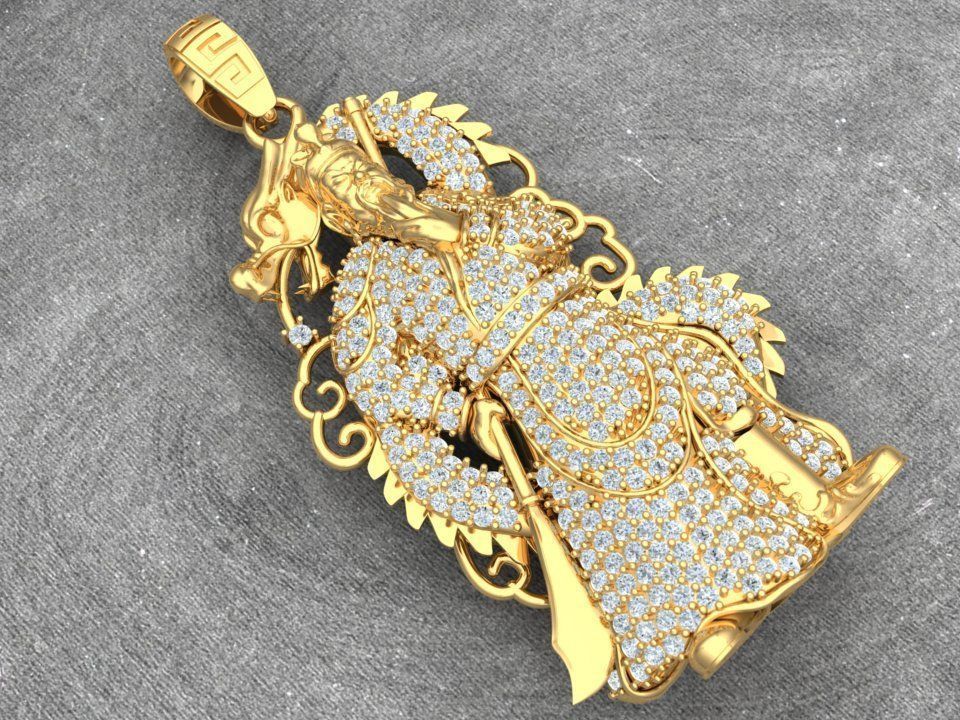 Guan Yu pendant - Guanyu pendant - Mens pendant - N858 3D print model_12