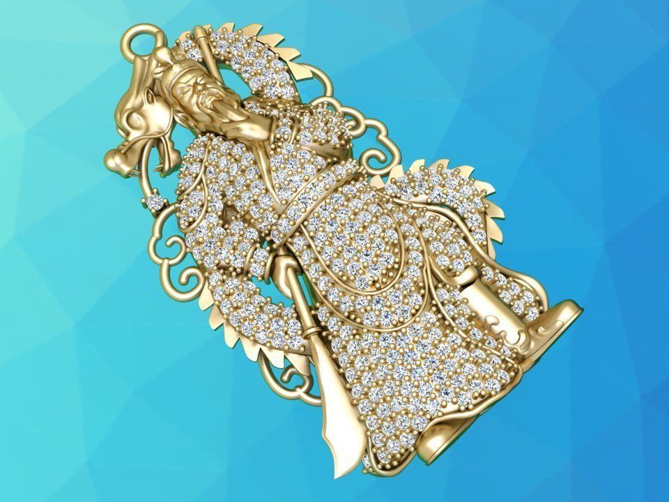 Guan Yu pendant - Guanyu pendant - Mens pendant - N858 3D print model_2