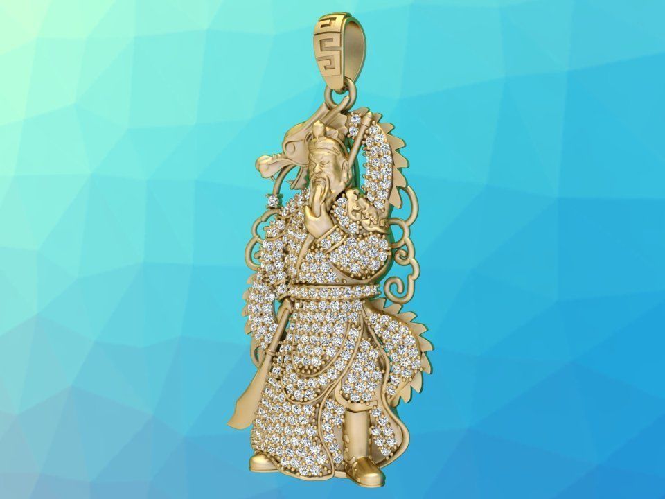 Guan Yu pendant - Guanyu pendant - Mens pendant - N858 3D print model_4