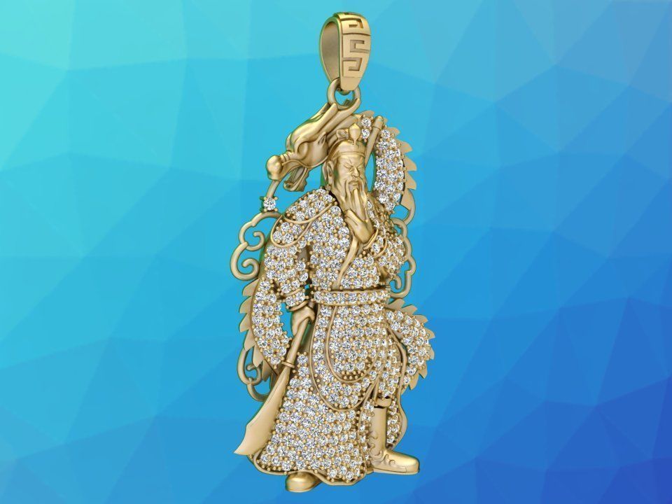 Guan Yu pendant - Guanyu pendant - Mens pendant - N858 3D print model_5