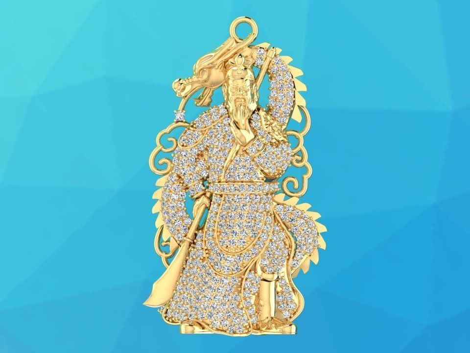 Guan Yu pendant - Guanyu pendant - Mens pendant - N858 3D print model_3