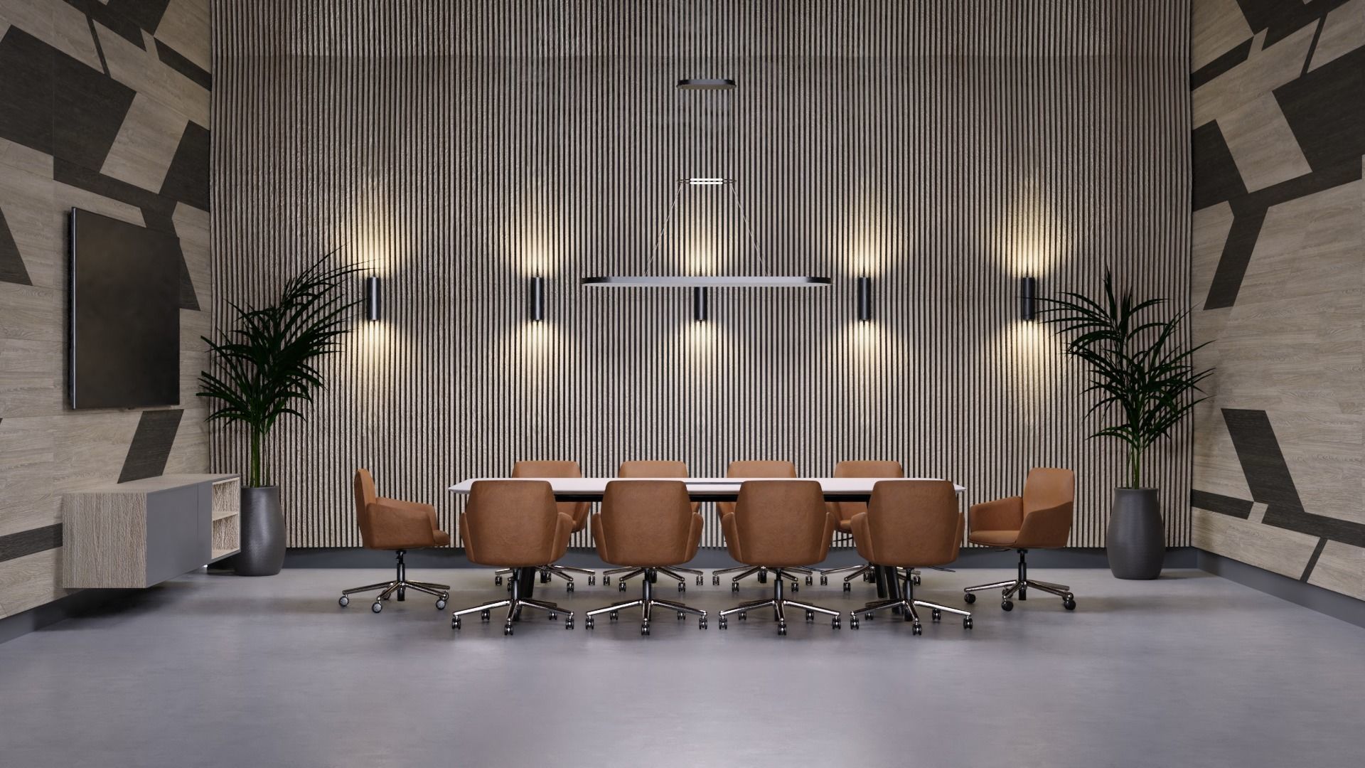 Blender Cycles Conference Room Scene Free 3D model_1