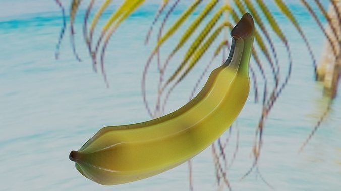 Banan banana hanging from palm tree Free 3D model