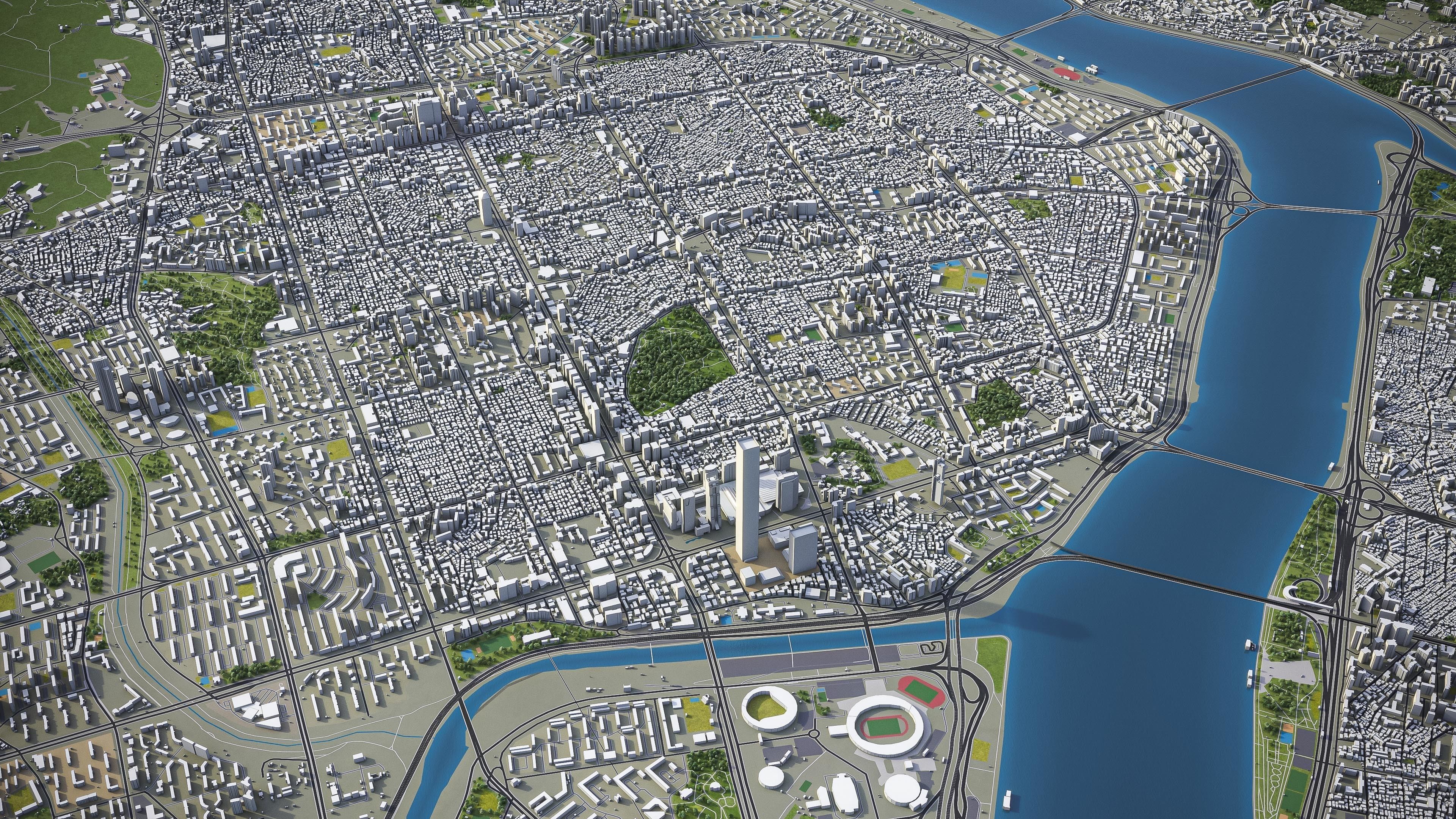 Seoul - Gangnam Low-poly 3D model_1