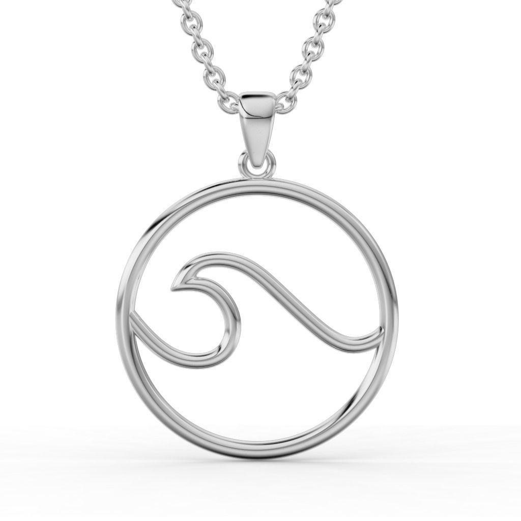 Set of pendants with sea wave 3D print model_8