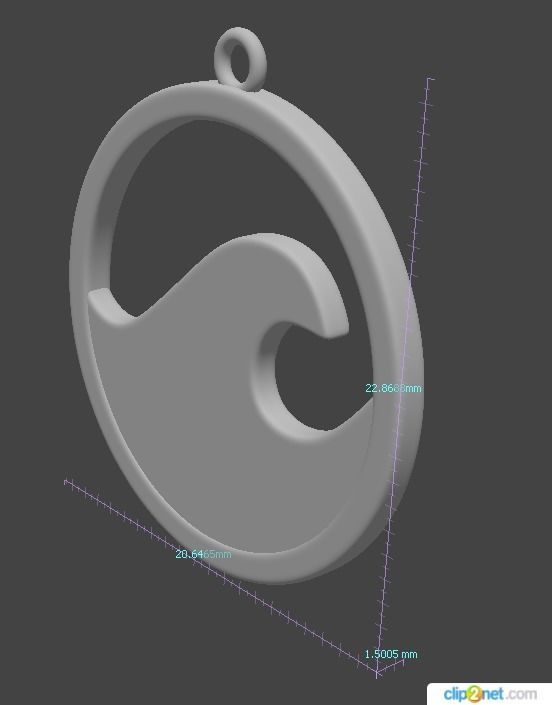 Set of pendants with sea wave 3D print model_11