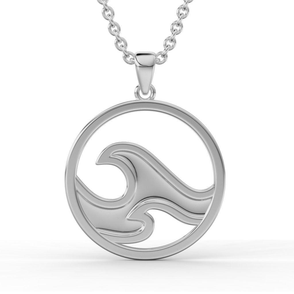 Set of pendants with sea wave 3D print model_3