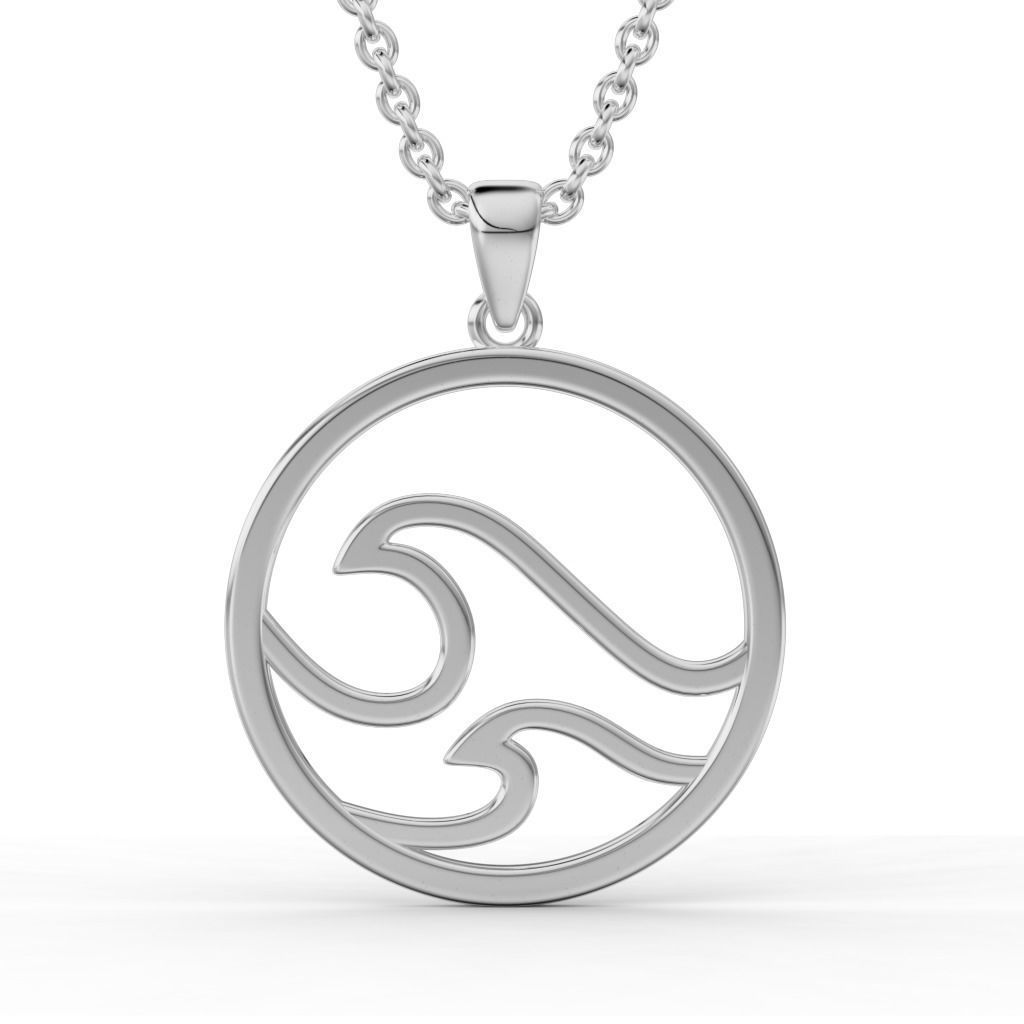 Set of pendants with sea wave 3D print model_2