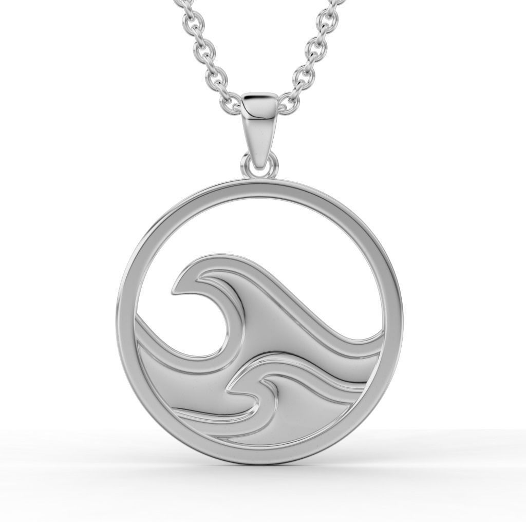 Set of pendants with sea wave 3D print model_4