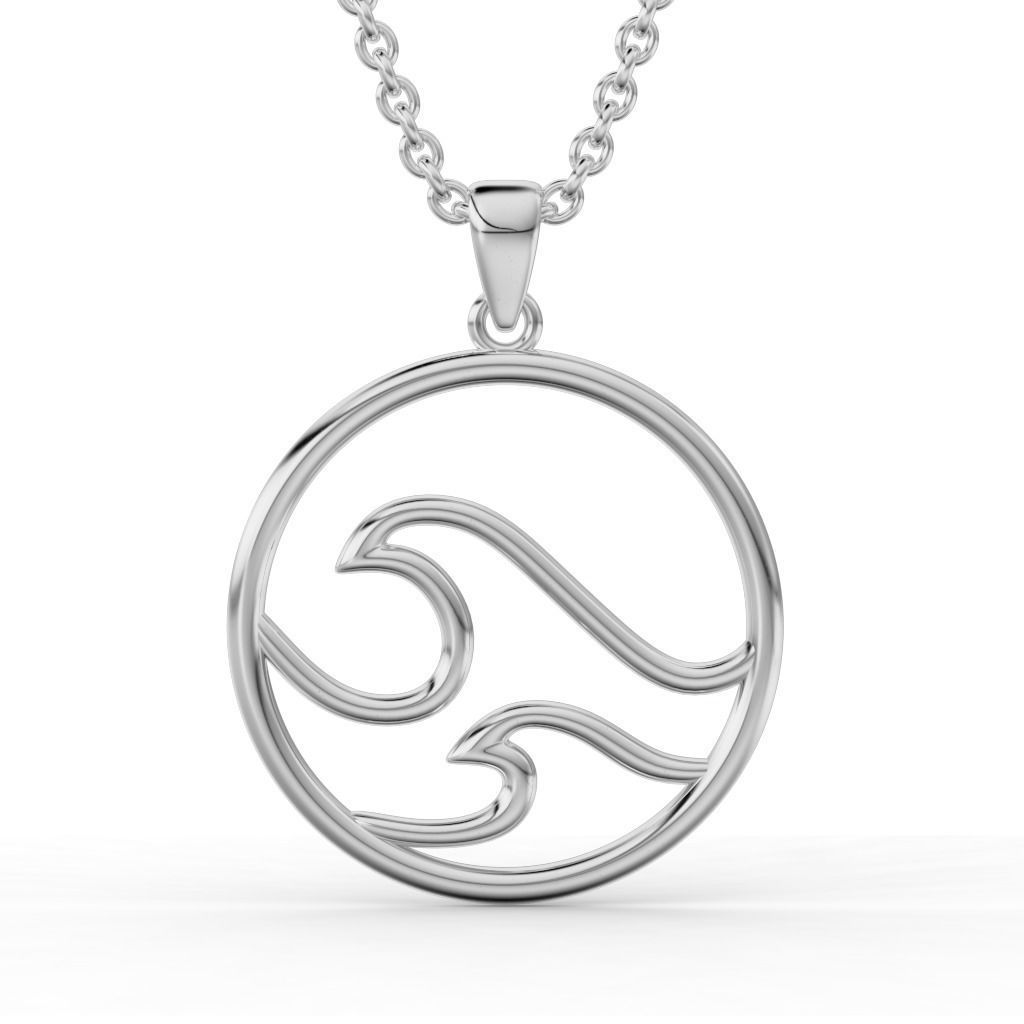 Set of pendants with sea wave 3D print model_1
