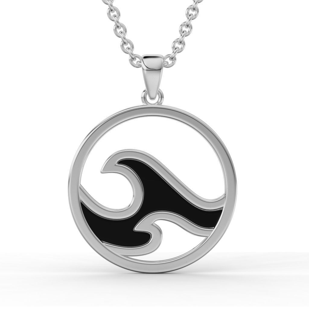Set of pendants with sea wave 3D print model_5