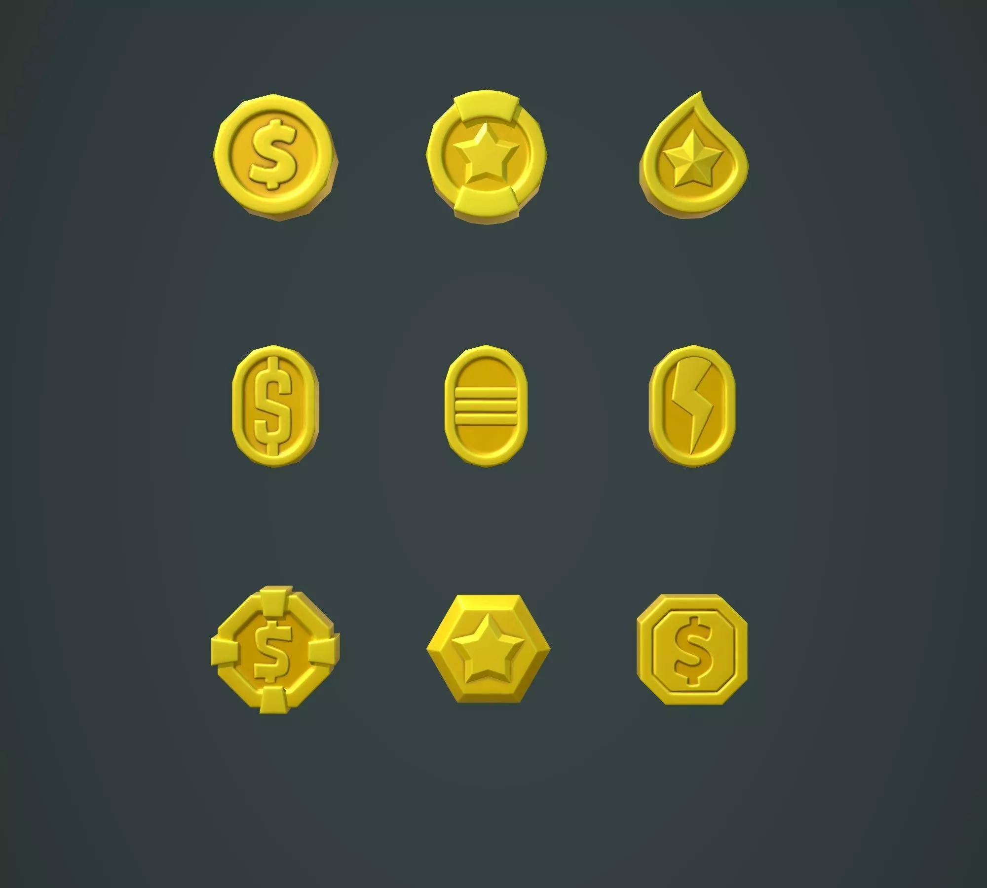 3D model Coins Stylized Pack VR / AR / low-poly | CGTrader