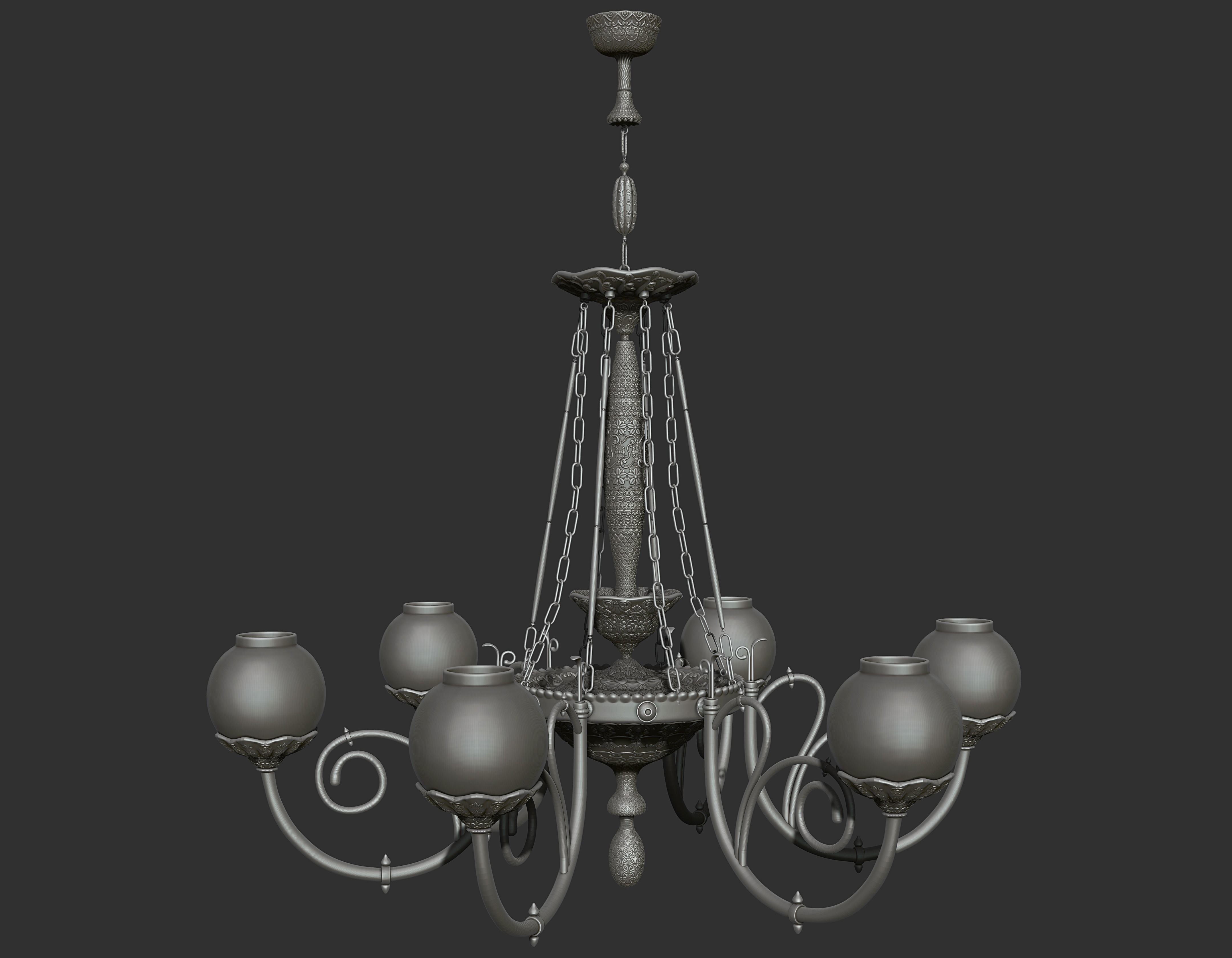 Ornamental Chandelier Low-poly 3D model_5
