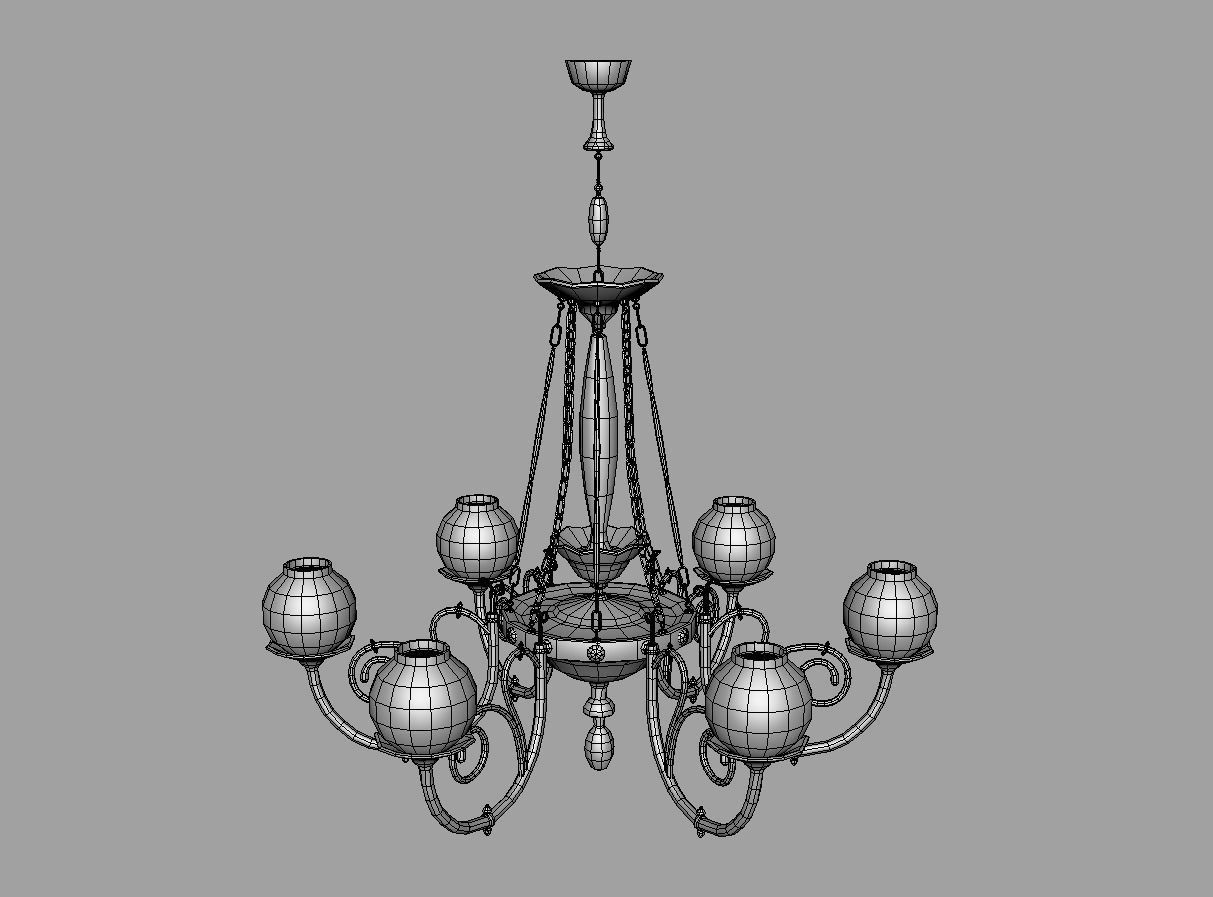 Ornamental Chandelier Low-poly 3D model_4