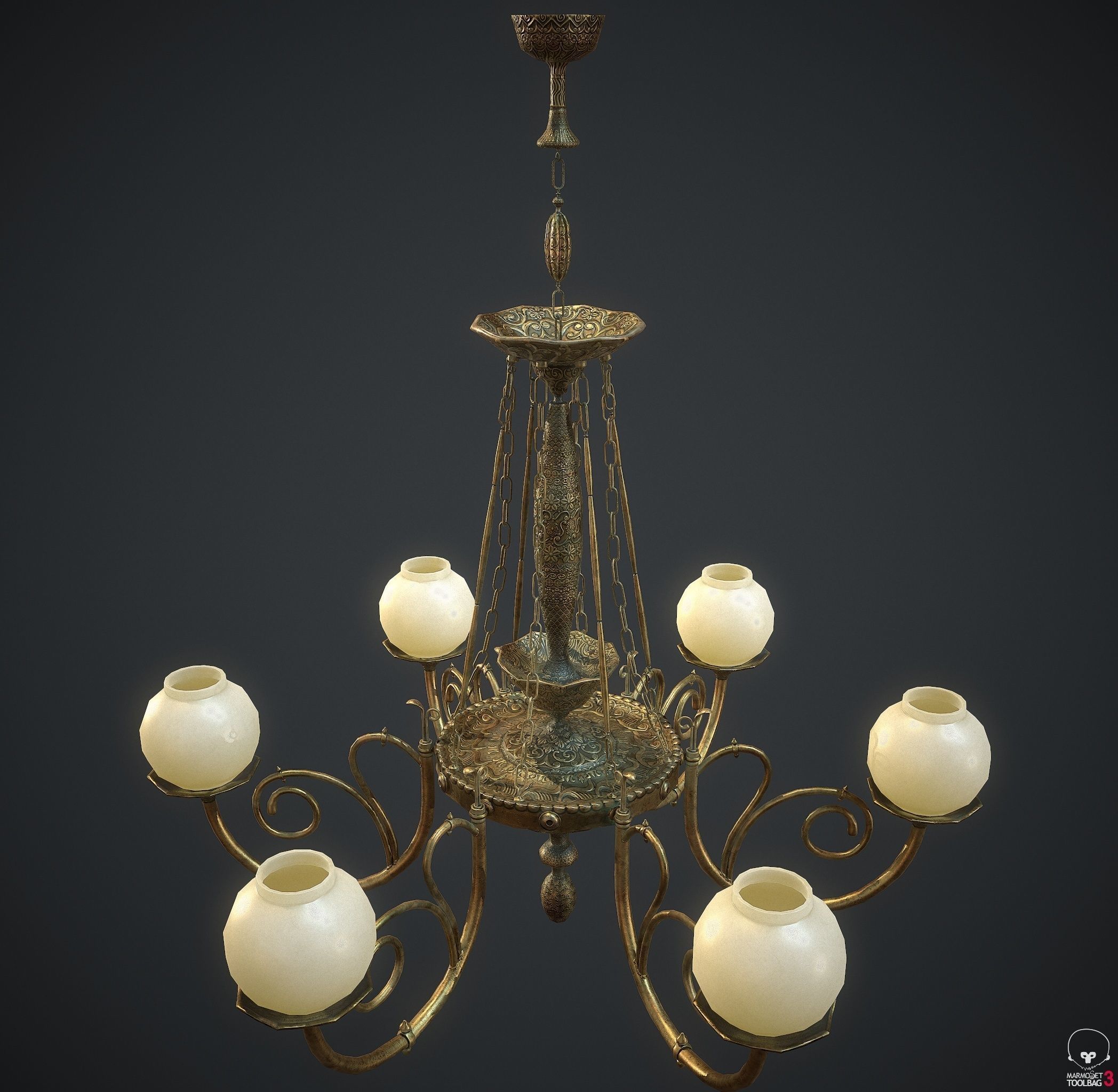 Ornamental Chandelier Low-poly 3D model_3