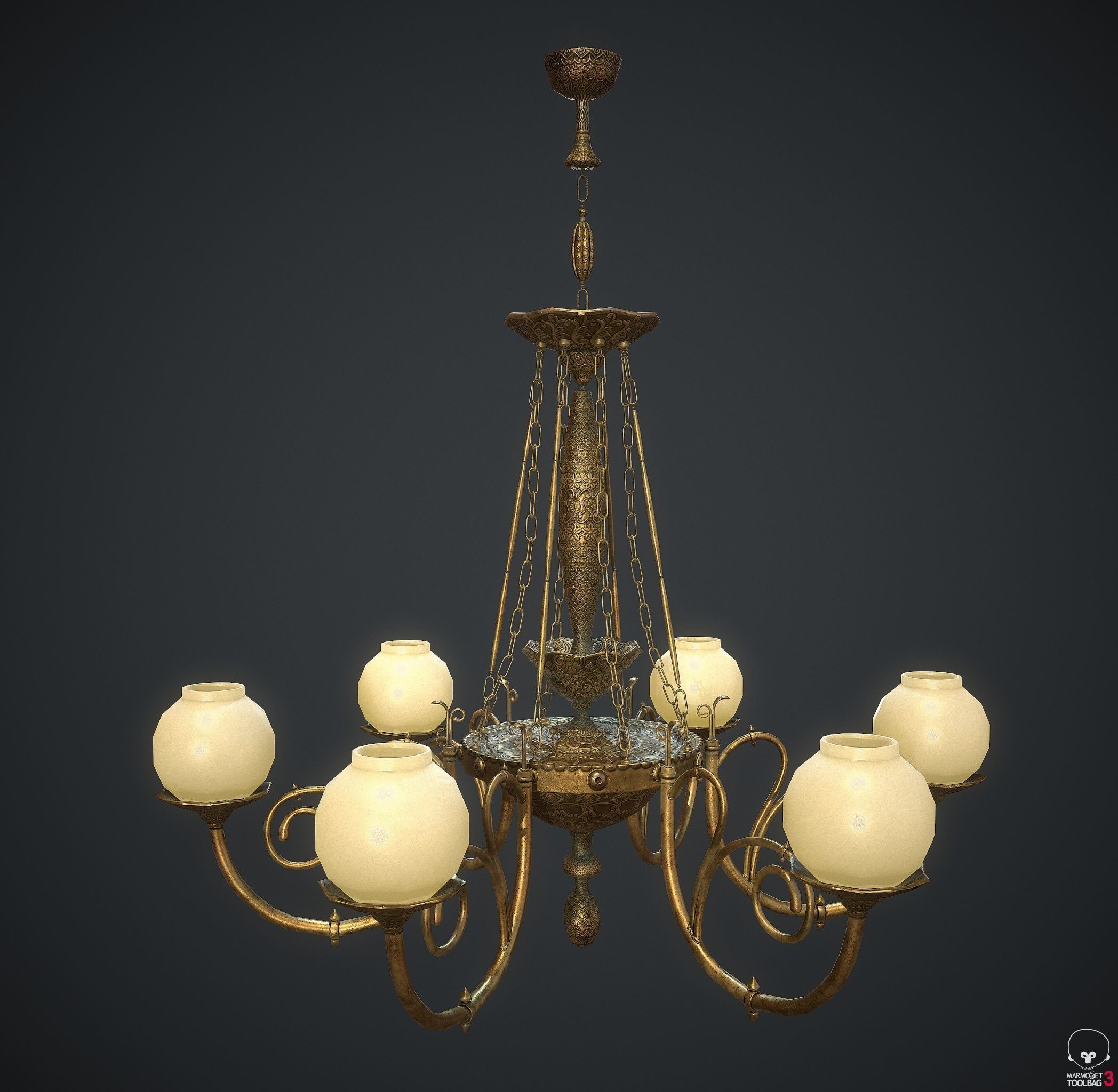 Ornamental Chandelier Low-poly 3D model_2