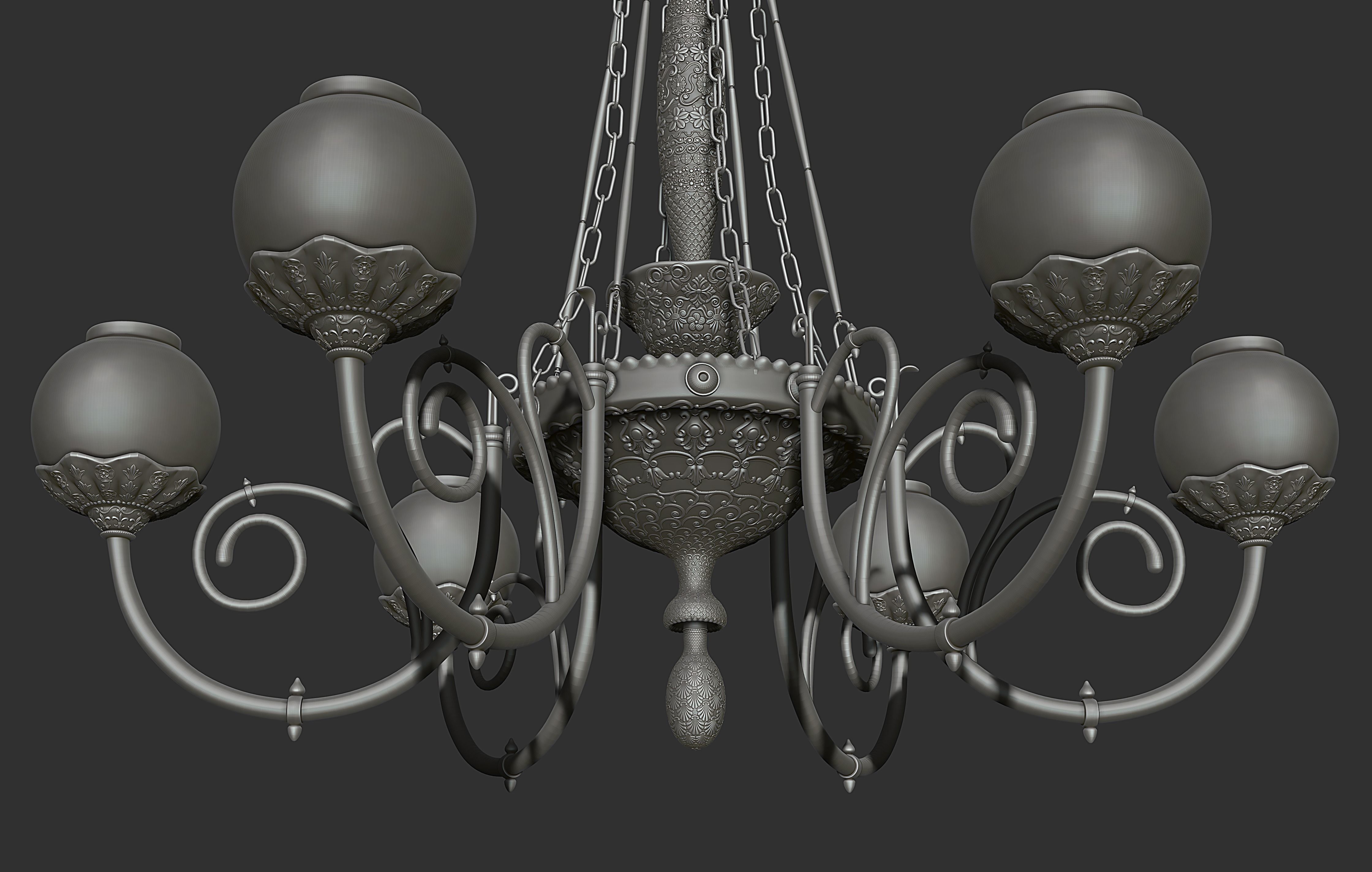 Ornamental Chandelier Low-poly 3D model_7