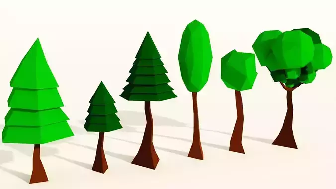 Low Poly Tress Package Free low-poly 3D model