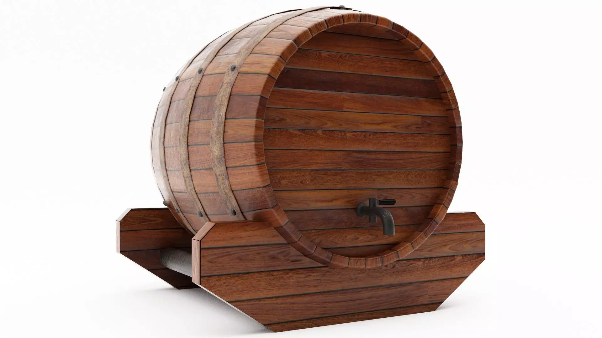 PBR Low Poly Barrel wooden wine Free 3D model