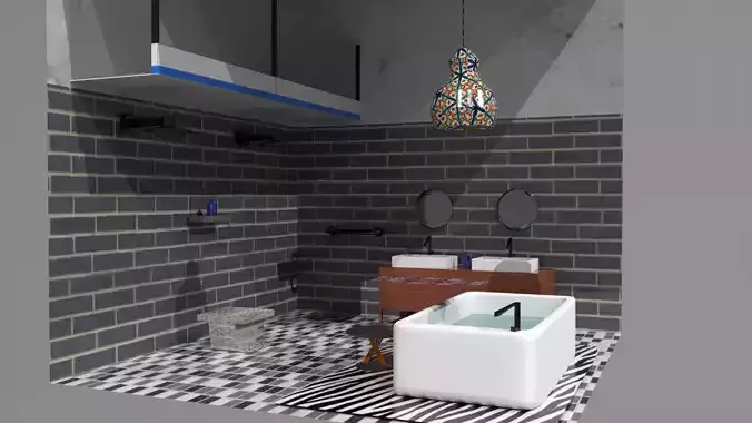 Restroomwithanimation bookcase 3D model