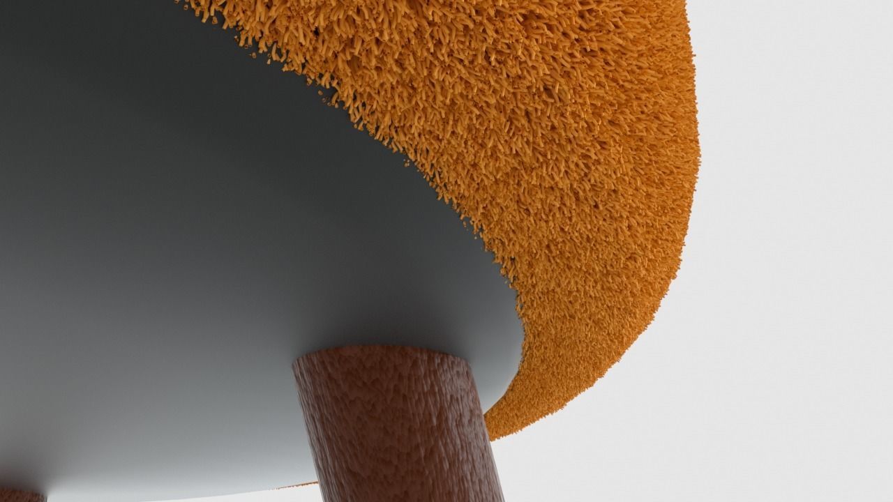 stool orange with wooden legs Free 3D model_4