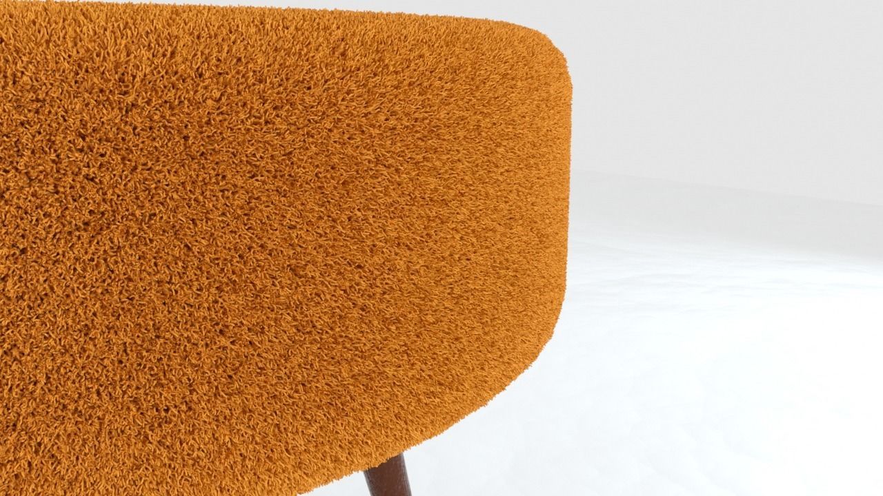 stool orange with wooden legs Free 3D model_3