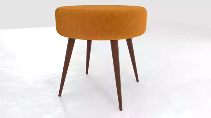 stool orange with wooden legs