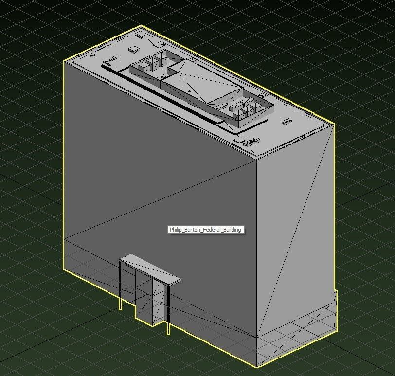 Philip Burton Federal Building Low-poly 3D model_21