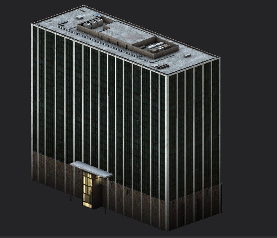 Philip Burton Federal Building Low-poly 3D model_8