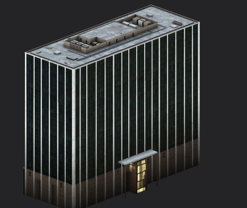 Philip Burton Federal Building Low-poly 3D model_10